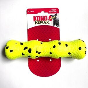 KONG Reflex Bright Yellow Dog Toy- floats, fetch, chew, perfection! NEW NWT